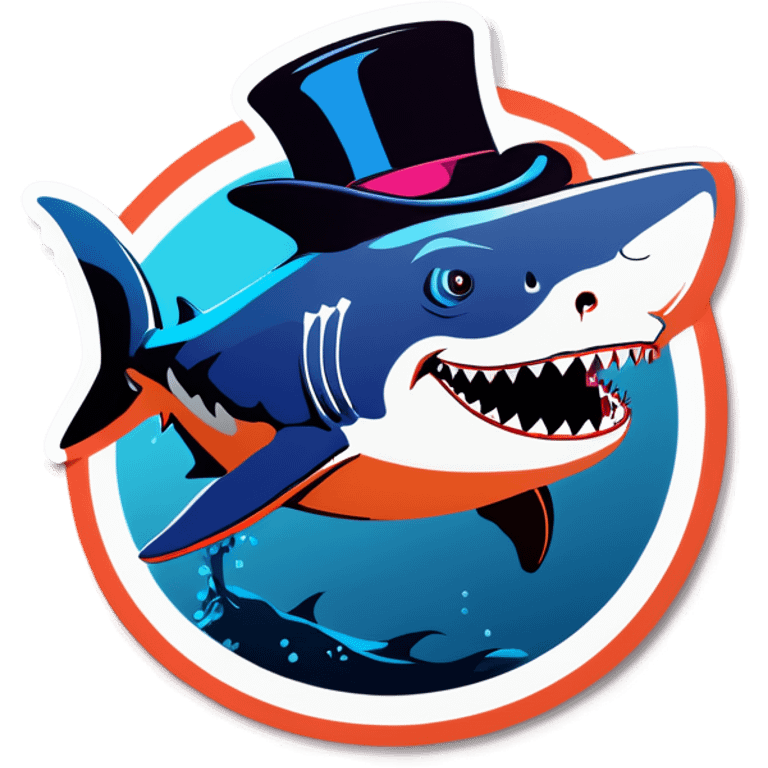 Shark with a top hat emoji