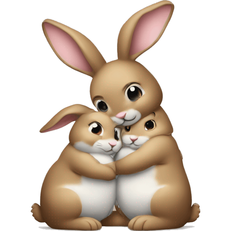 two bunnies hugging emoji