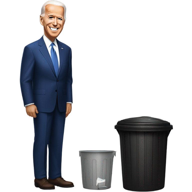 joe biden by a trashcan emoji