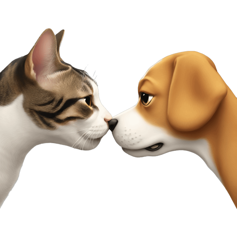 Dog kissing a cat emoji