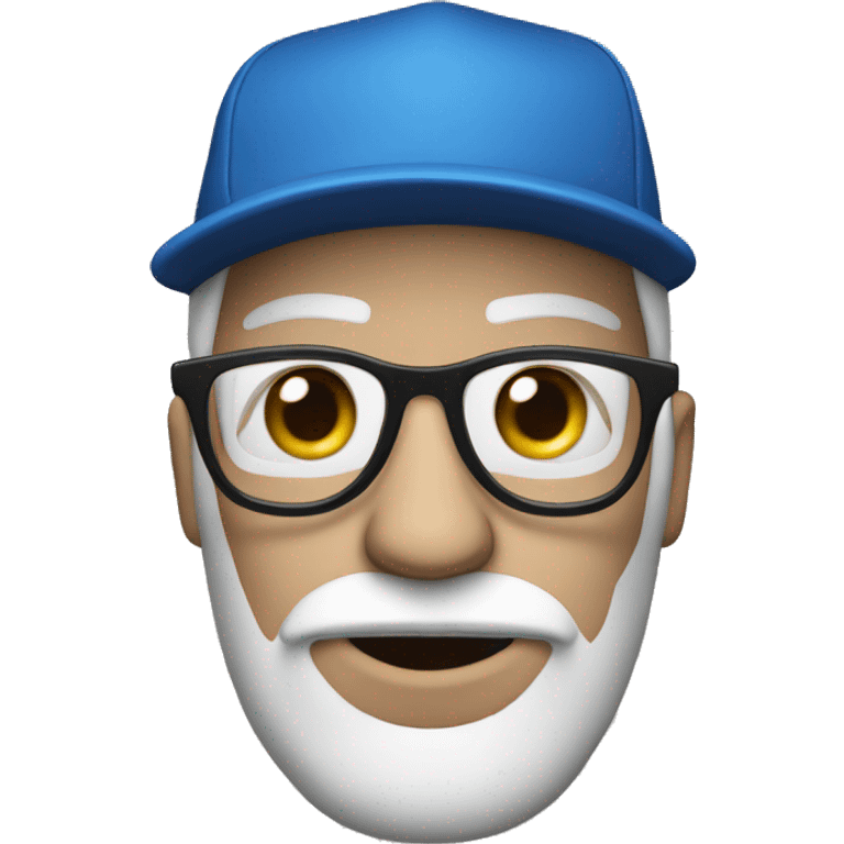 A man wearing a blue cap with 'P' on it and black glasses, white skin and big nose emoji