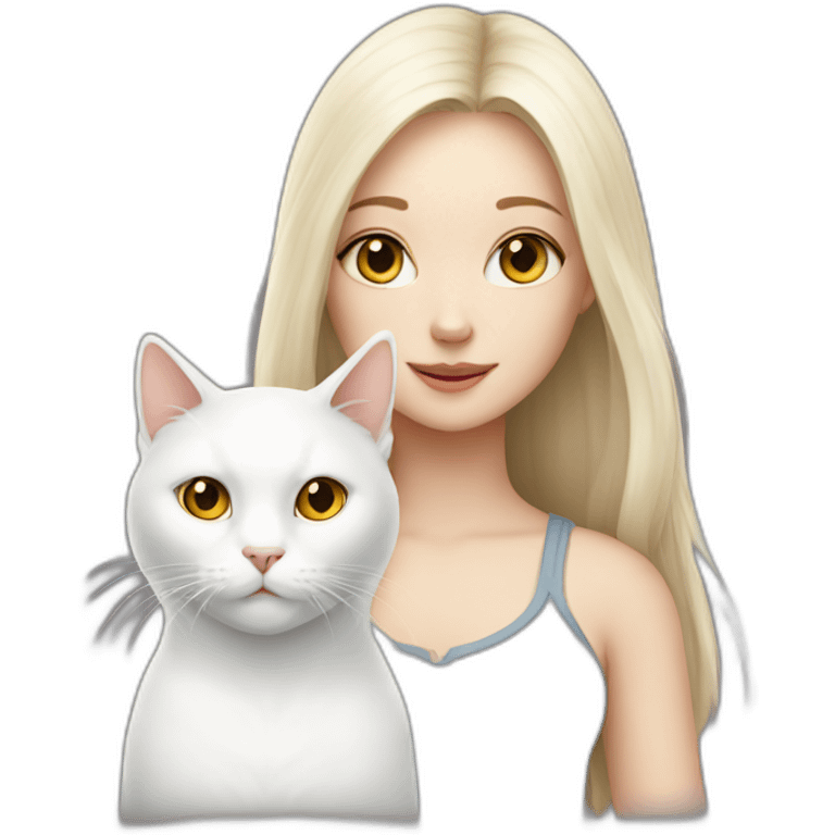 white cat and a girl emoji