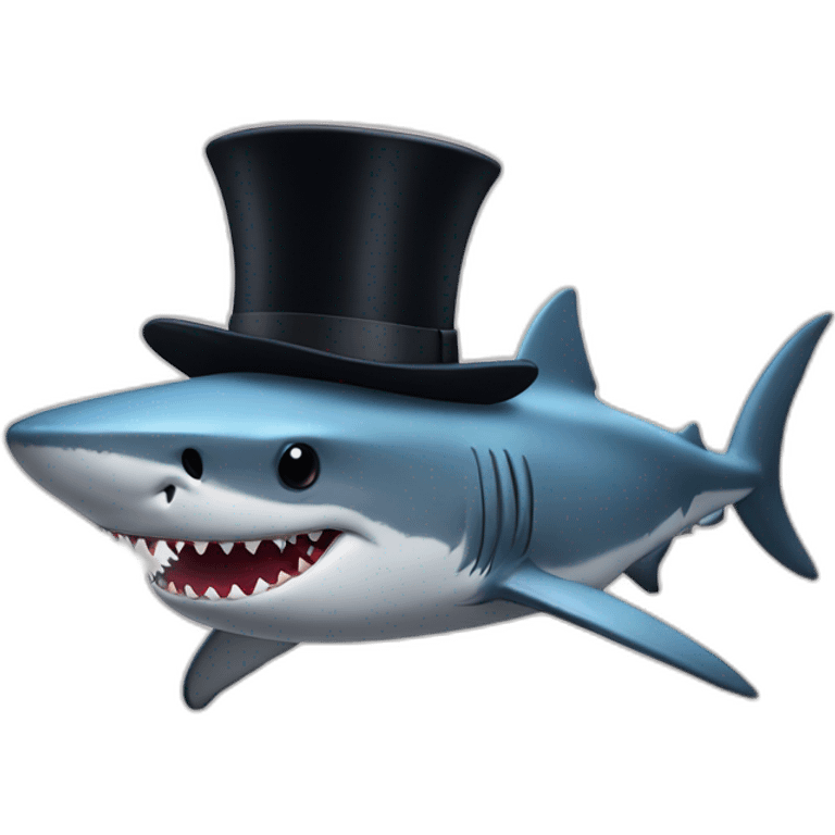 Shark with a top hat emoji