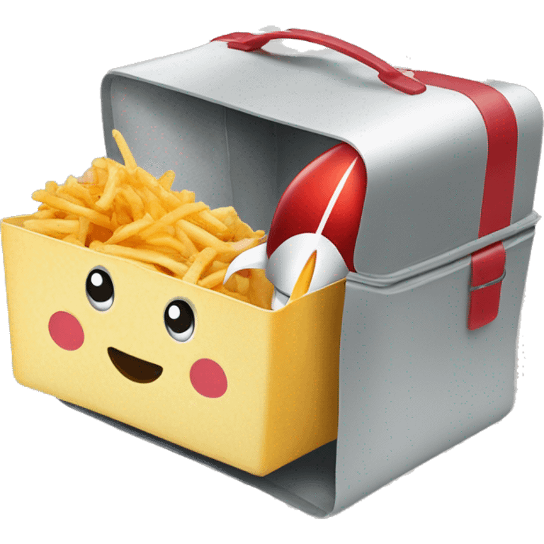 build a square lunchbox with a rocket on it emoji