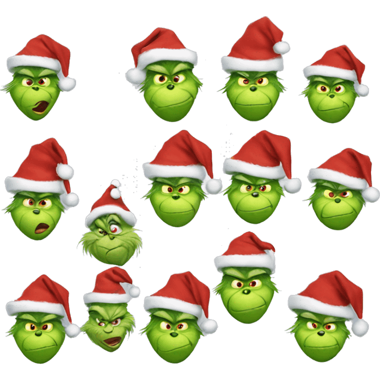 The grinch wearing a Christmas hat emoji