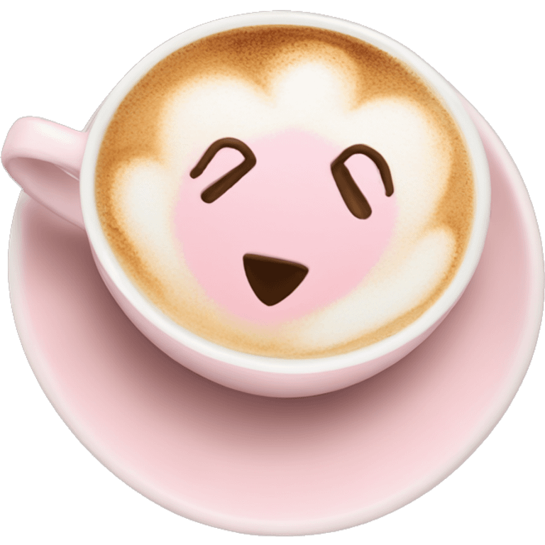  pale pink coffee mug heart shaped cappuccino emoji