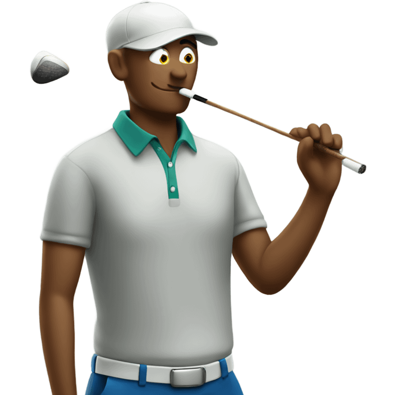 Golfer smoking cigarette while swinging emoji