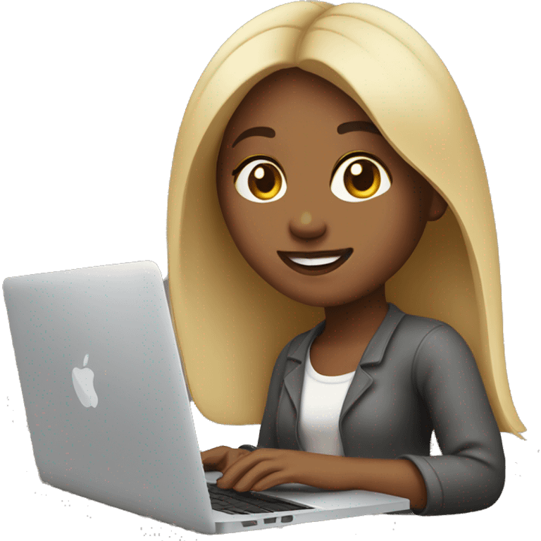 Girl work with MacBook emoji