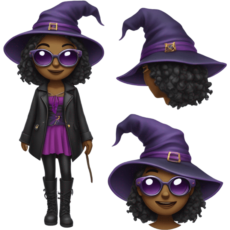 a girly witch wearing cool sunglasses emoji