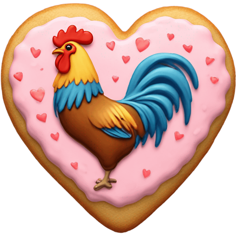 cookie heart with rooster emoji