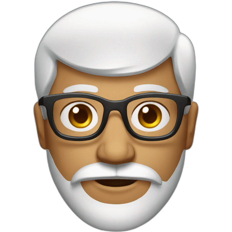 Shiny Bald Indian man with big grey beard, no mustache and glasses emoji