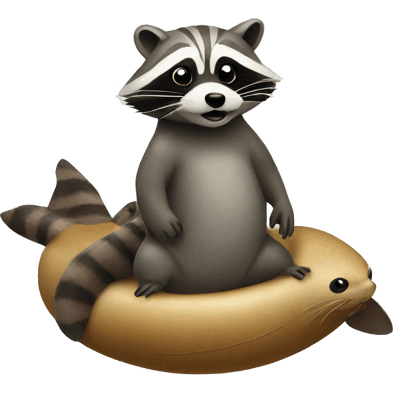 raccoon riding a seal  emoji