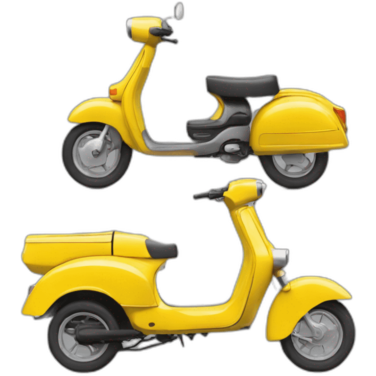 A moped, auto rickshaw, a car, all in yellow combined  emoji