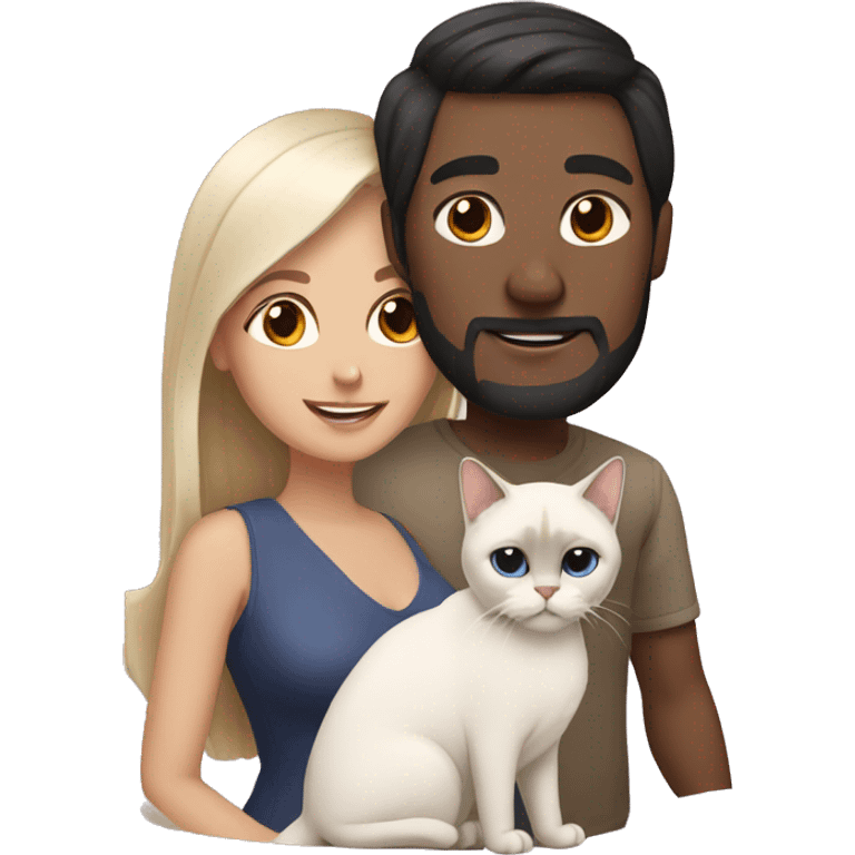 Couple with a siamese and himalayan cat emoji