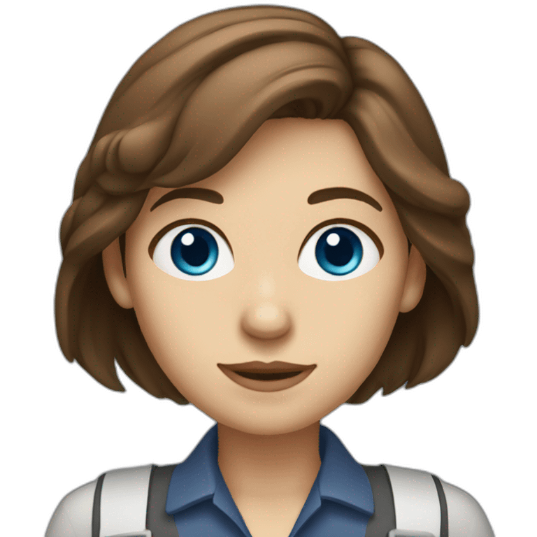 Women engineer, brown hair, blue eyes emoji