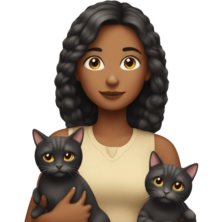 girl and three cats emoji