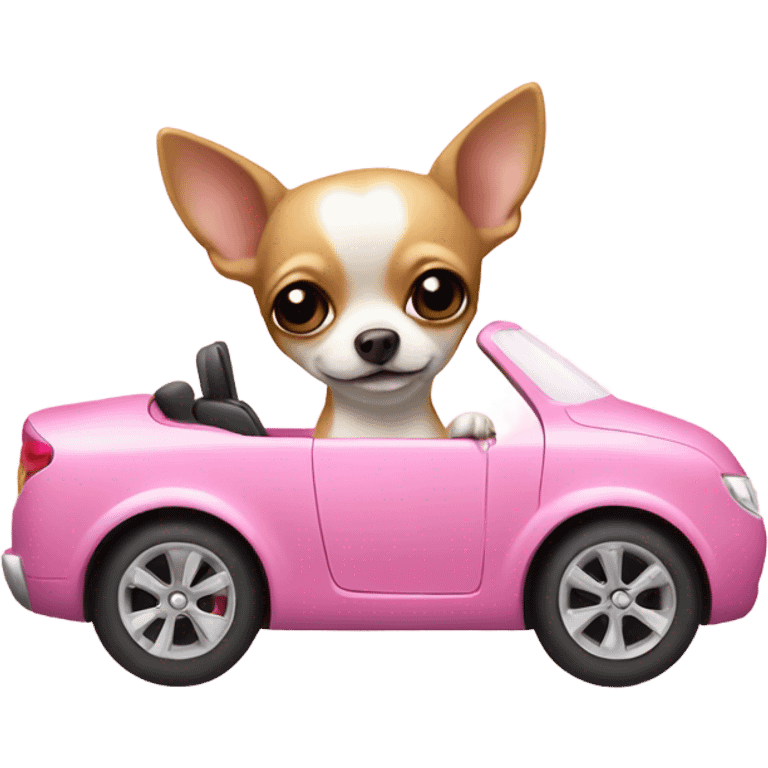 chihuahua in pink car  emoji