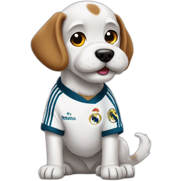 Dog with a real madrid shirt emoji