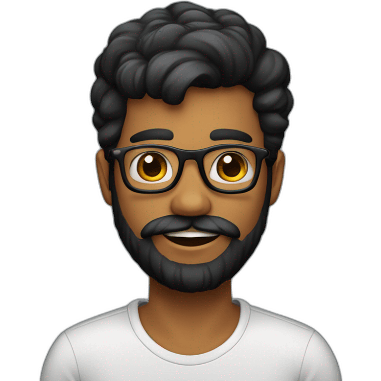 Genera un emoji de un hombre estilo hipster, con cabello negro, barba completa pero corta, color de piel caucásica, sin gafas emoji