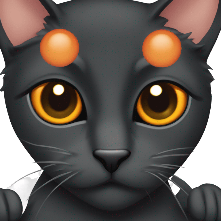 All black cat orange eyes with pastise emoji