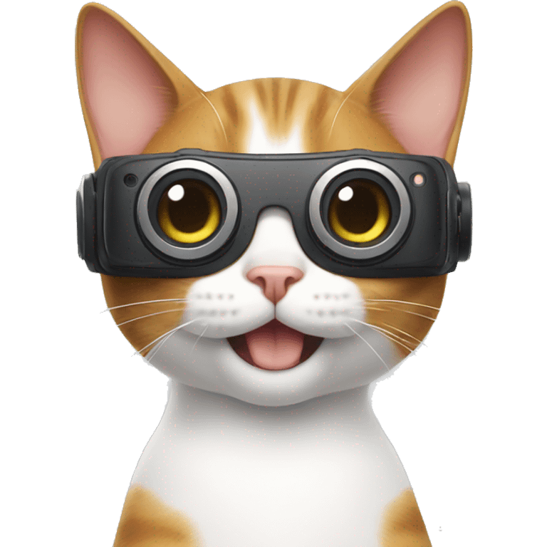 cat saying ok wearing vr. emoji