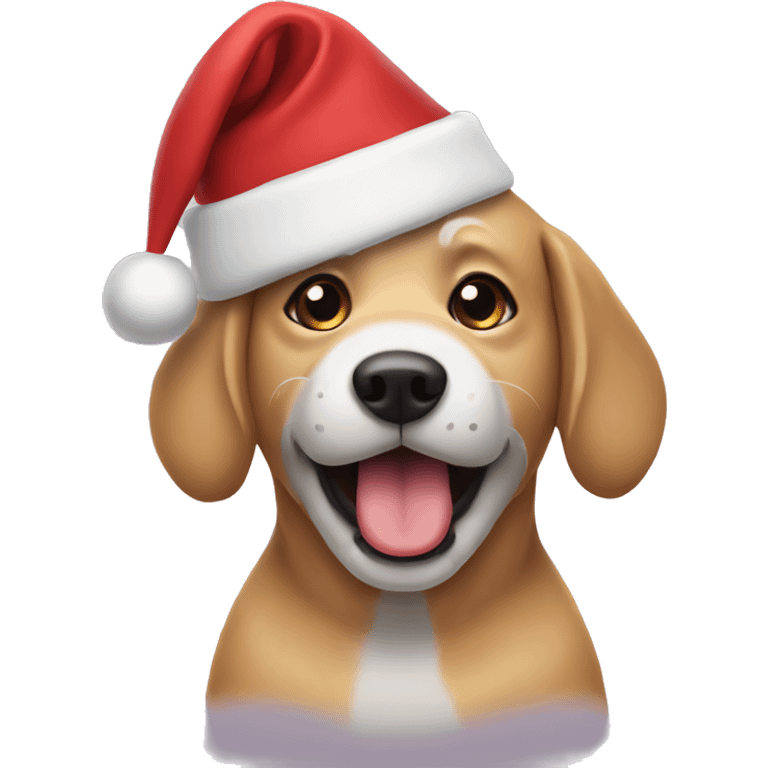 Dog wearing a Santa hat emoji