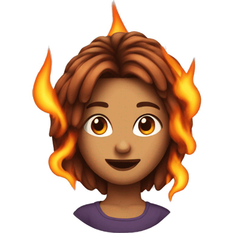 Girl with hair on fire emoji