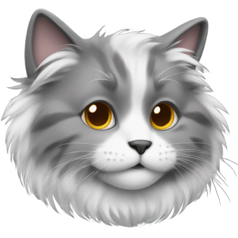 Gray and white fluffy cat  emoji