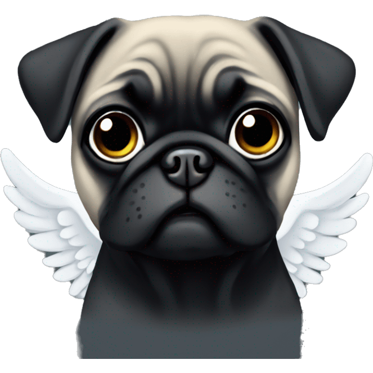 Black colored pug angel  emoji