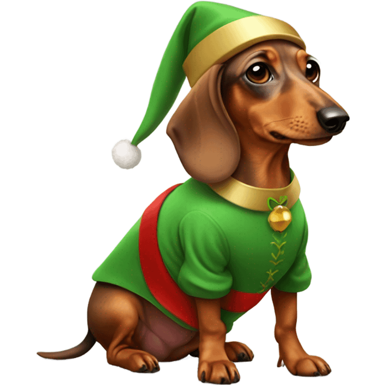 Dachshund wearing elf costume  emoji