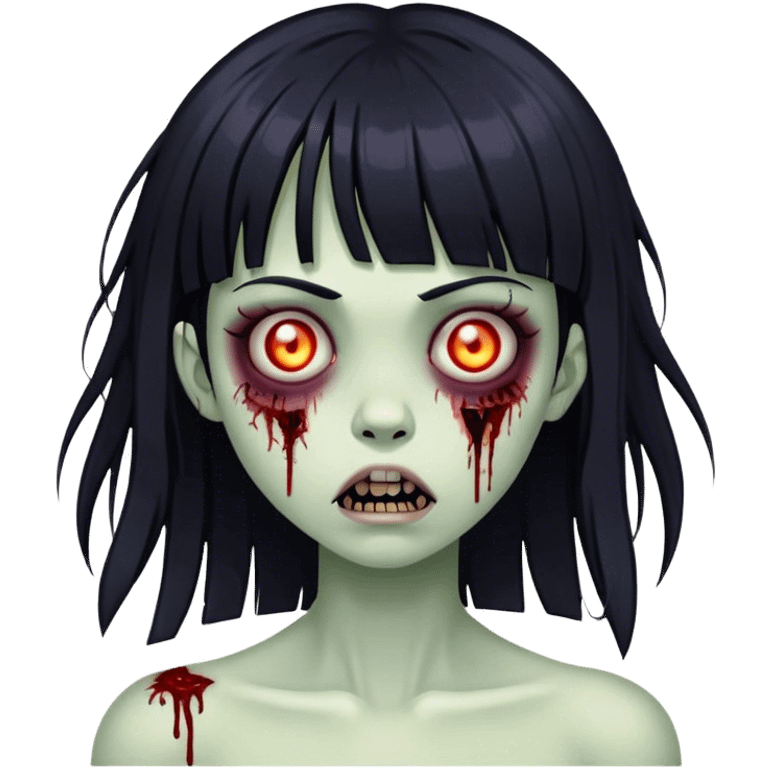 Girl with fringe black hair zombie emoji