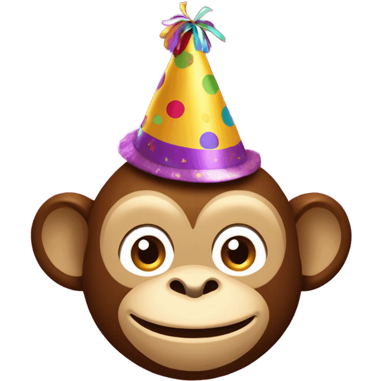 Monkey smiling with party hat on emoji