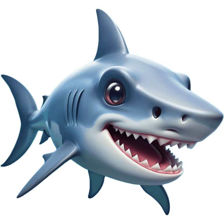 Cinematic Comical Hammerhead Shark Portrait Emoji, Head tilted dramatically with an exaggeratedly shocked expression, featuring its iconic wide-set eyes on a distinct hammer-shaped head, a sleek body with comically expressive fins, and a quirky, animated demeanor, Simplified yet hilariously expressive features, highly detailed, glowing with a slightly sassy oceanic glow, high shine, dramatic yet playful, stylized with an air of cheeky marine mischief, soft glowing outline, capturing the essence of a meme-worthy hammerhead that looks ready to side-eye its way into viral fame! emoji