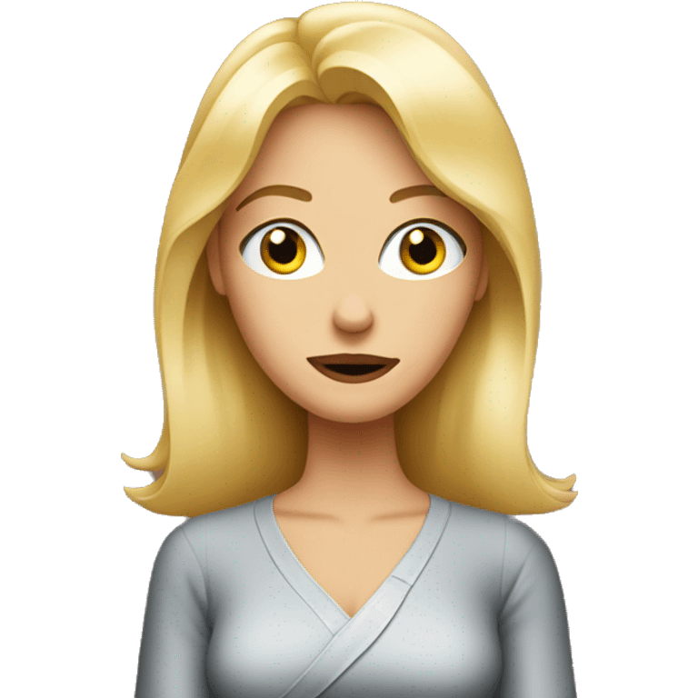 Blond woman undecided about dinner emoji