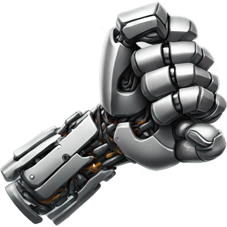 Cyborg arm only flexing bicep and shoulder with gears and shocks emoji