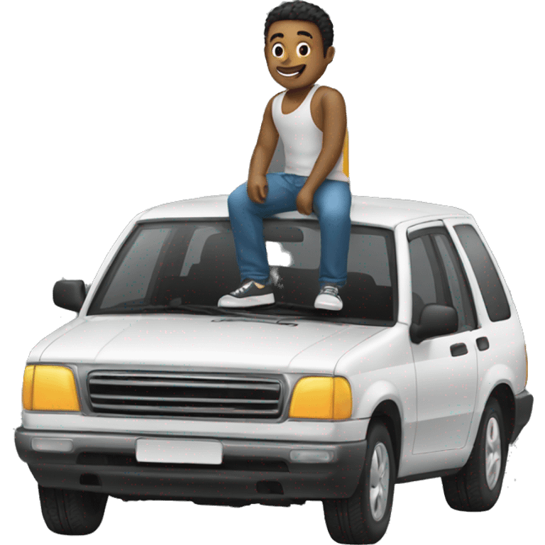 man sitting on top of car emoji