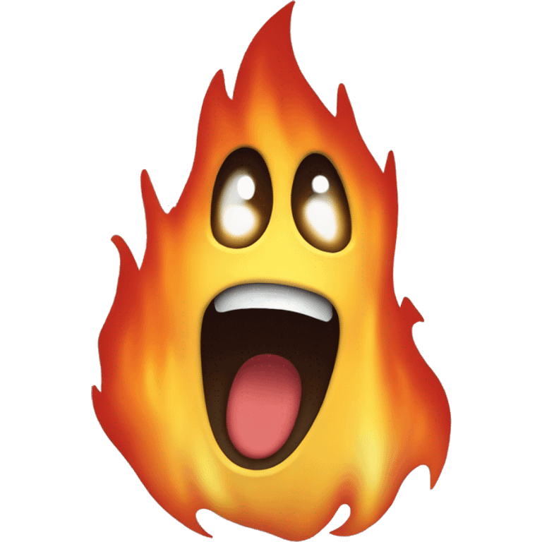 A shocked screaming face on the shape of the fire emoji, using the colours of the ghost emoji emoji