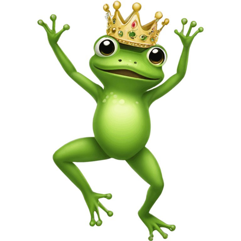 a dancing frog wearing a tiara  emoji