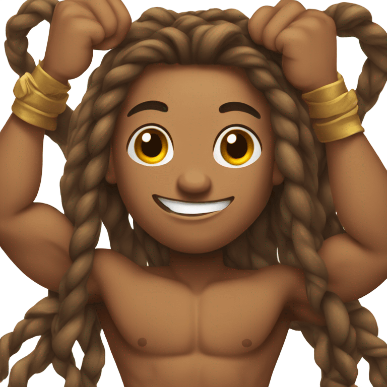 Flexing brown with tattoos and long dreadlocks  emoji