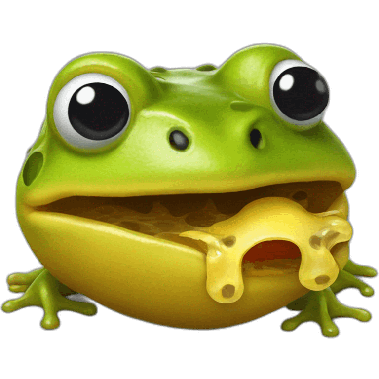 pacman frog face in profile like in game eats chunks of code emoji