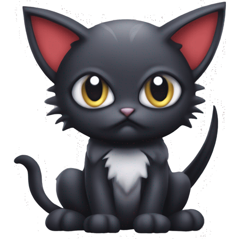 Cute edgy cool kawaii vampiric dark cat-vernid-Fakémon-Digimon with bat-wings as ears emoji