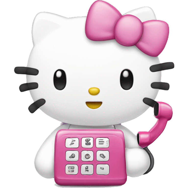 hello kitty with a phone emoji