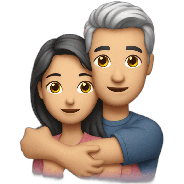 Man hugging woman from behind emoji