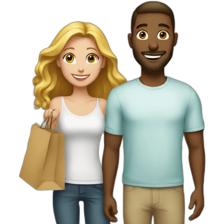 white couple shopping together emoji