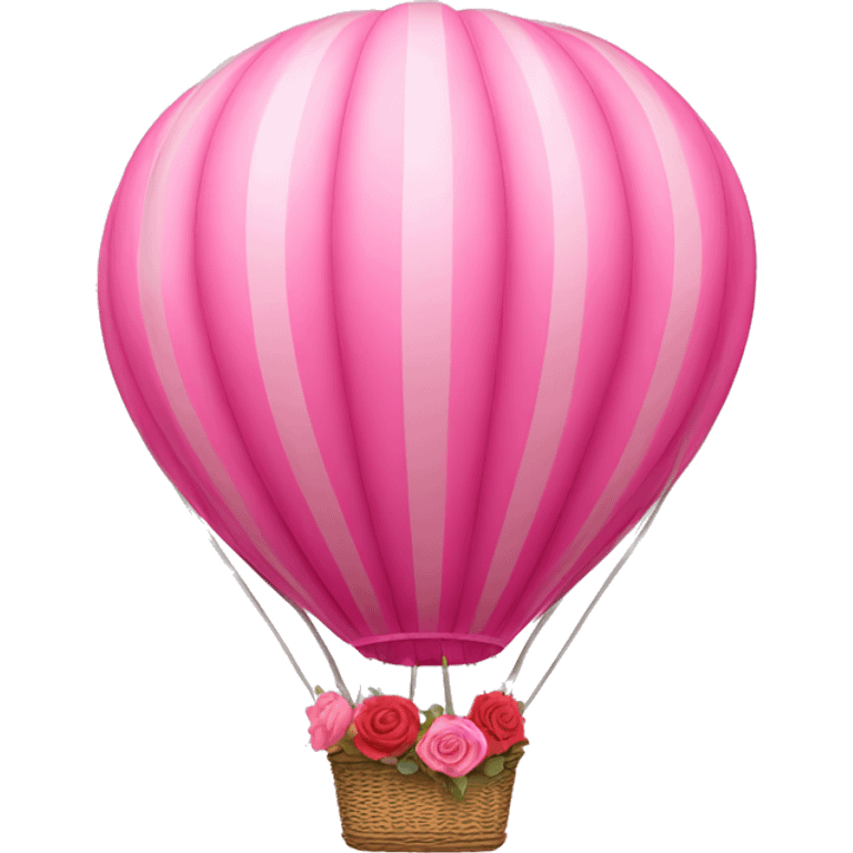 Pink hot air balloon with roses & hearts emoji