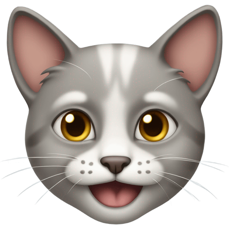 Cat with a pained, fake smile emoji