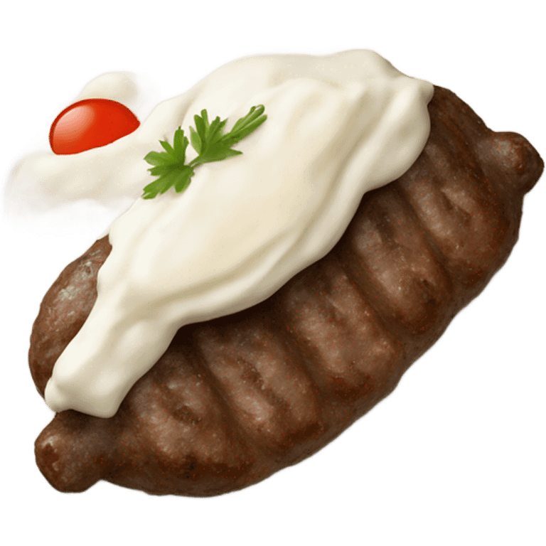 Bosnian national dish cevapi add kaymak and remove the red  emoji