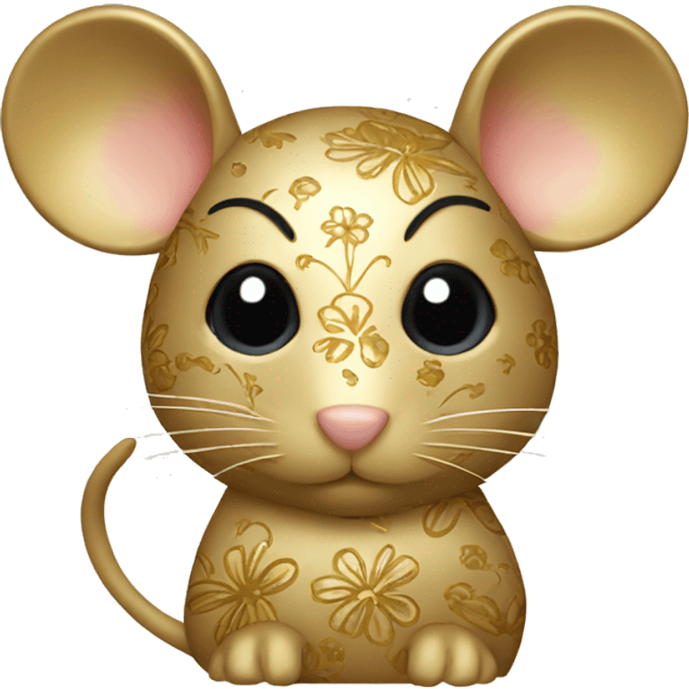 Gold mouse with floral pattern  emoji