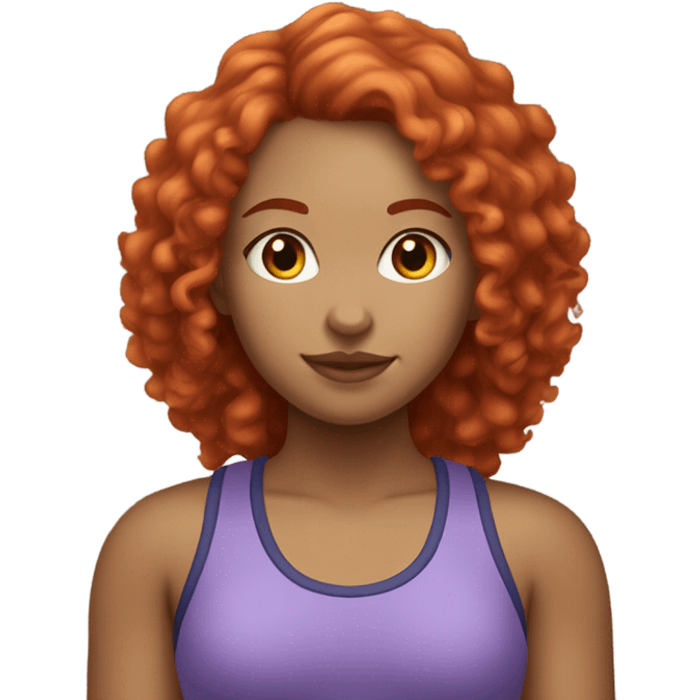 Gym girl with white akin, red hair and curls emoji