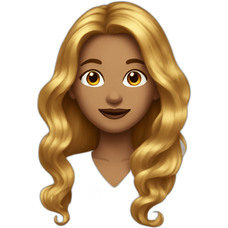 Woman high cheek light braun gold long voluminous hair emoji